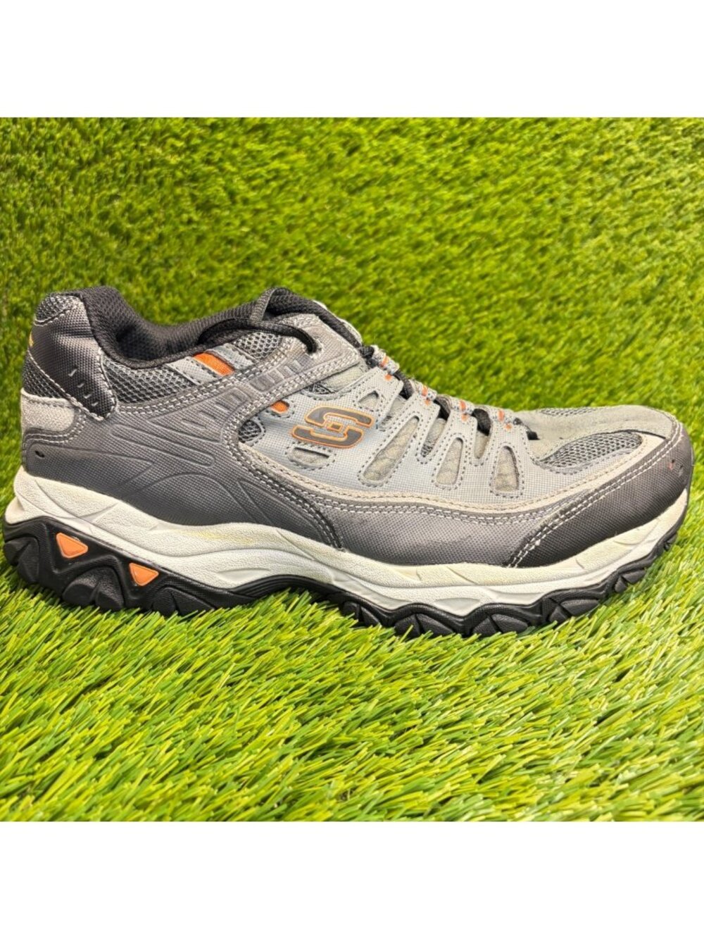 Skechers After Burn Memory Fit Mens Size 10 3E Gray Black Running Shoes Sneakers